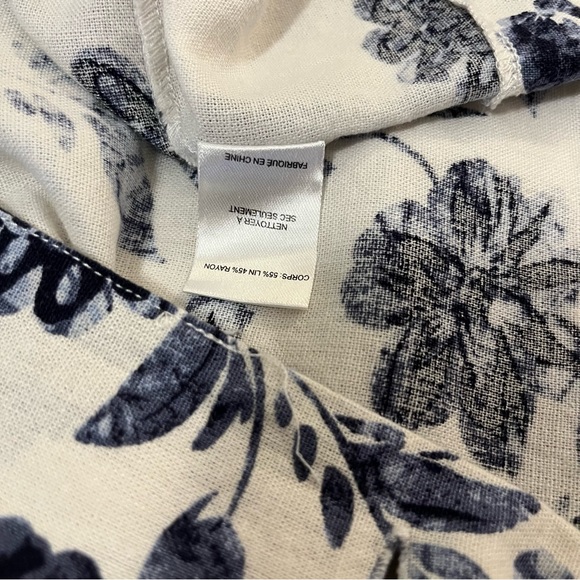 WILLIAM B Floral Blue & White Linen Rayon Blend Jacket Blazer 22” Pit to Pit L - Picture 6 of 9